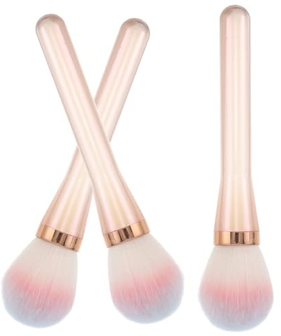 Set 3 Pennelli Trucco Rosa per Blush e Contouring Viso | Fibra e Plastica , Confezione Compatta da Viaggio , Uso Versatile per Sfumare e Illuminare