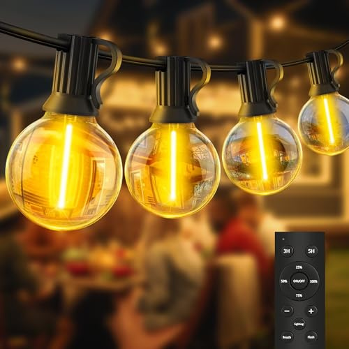 FTL 6M outdoor lichterkette strom G40 LED Lichterkette Außen Dimmbar, 7+1 Plastik Glühbirnen, 3 modi, Timer, IP44 Wasserdicht, lichterkette außen strom für Balkon Garten Terrasse Party Pavillon