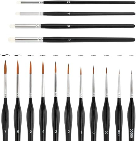 15 Stück Pinsel Set Malen, Feine Detail Pinselset Acrylfarben mit Drybrush | für Acryl, Aquarell, Miniaturen, Modell, Malen Nach Zahlen Pinsel