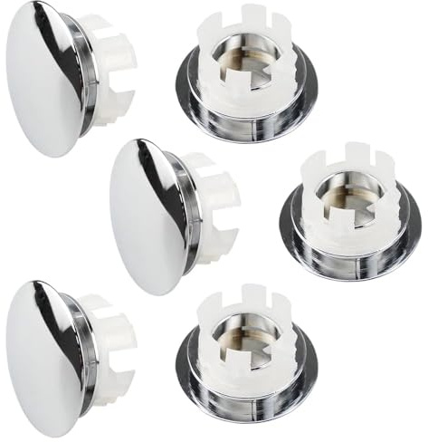 Pack of 6 Sink Overflow Covers, Round Overflow Hole Covers, Bathroom Basin Trim Drain Caps, Kitchen Sink Hole Cover Set – Universal Fit for Kitchen, Bathroom, and Bathtub Fixtures