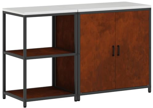 Todiikf Roststahl Küchenzeile 150x50x92 cm, 4 Höhenböden, 2 Türen, Miniküche oder Einbauküche für Küche, Flur, Esszimmer