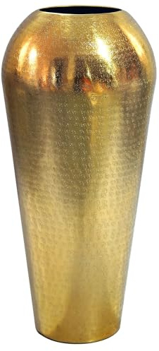 FineBuy - Jarrón decorativo (23 x 23 x 50 cm, aluminio dorado), color dorado