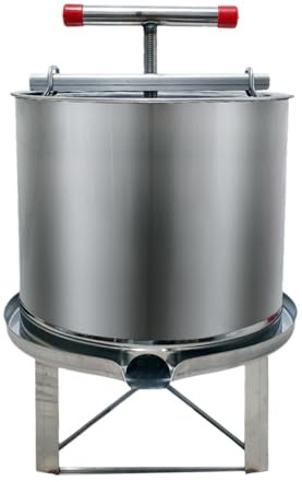 KTUXZCI Prensa de miel multiusos, máquina de prensado de frutas, extractor manual de acero inoxidable para apicultura, varilla Para espiral, orificio central, Plata, Regular