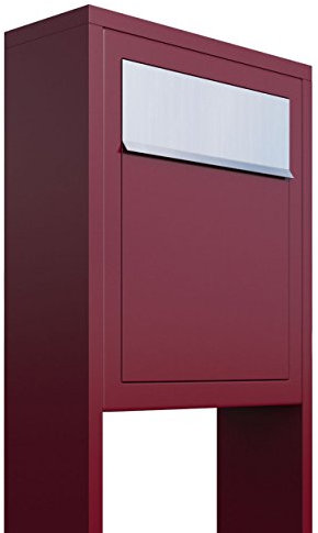 Standbriefkasten, Design Briefkasten Base Stand Rot/Edelstahl - Bravios
