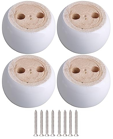 4 cm Höhe Weiß Eukalyptus-Holz 6,7 cm Dia Runde Möbel Beine Füße 100 kg Lager Gewicht Heber für Sofas Schränke Tabellen Betten 4er Pack