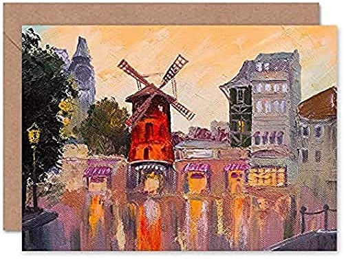 Fine Art Prints CLDT0165 Moulin Rouge Grußkarte mit Umschlag innen, Premium-Qualität, rot, orange, gelb, braun, beige