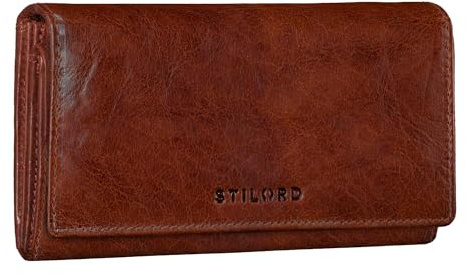 STILORD Damen-Geldbörse aus Leder braun - Frauen-Geldbeutel mit RFID & NFC Schutz - Vintage Portmonnaie aus Echtleder + Geschenkbox 'Marquesa'