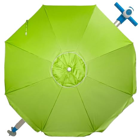 Pincho Sombrilla Playa Grande 240 cm, Antiviento hasta 35km/h, Protección UV 50, Materiales de Calidad, Tubo de Aluminio, 8 Varillas de Fibra, Palo reclinable (CERDEÑA 31_240 CM)