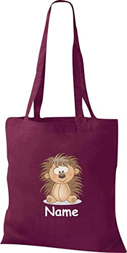 Shirtinstyle Stoffbeutel Tasche, Tiermotiv Igel mit Wunschnamen, Natur Zoo Tiere Animal, Geschenk, Baumwolltasche, Logo, Spruch, Verwandschaft, Motiv, Farbe Royal