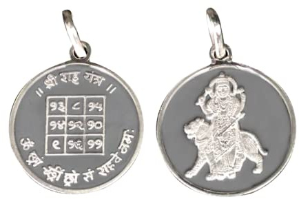 Rahu Graha/Rahu Planet Yantra hänge i rent silver 999 välsignad och energiserad Navgraha planetarisk medaljong