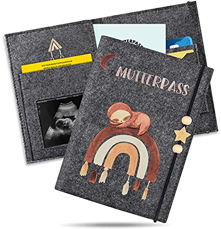 Marvelights Mutterpasshülle aus Filz für Deutschen Mutterpass – Geschenk für Schwangere und werdende Mütter (Regenbogen)