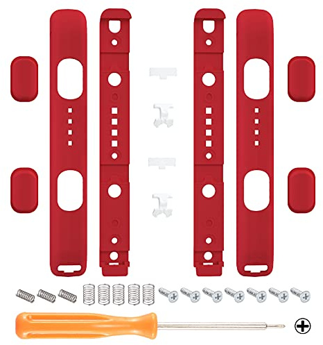 eXtremeRate Coque pour Switch Dragonne Joycon,Coque de Rechange pour Switch Bracelet pour Nintendo Switch OLED avec Boutons pour Switch Accessoire(sans Dragonne Joycon),Passion Rouge