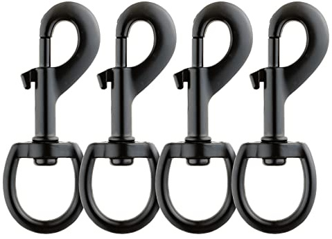 Dog Lead Clip Clasp Black Heavy Duty Swivel Snap Hooks Pet Leashes Trigger 3.5 Inch 4pcs