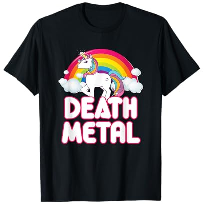 Divertida camiseta de unicornio arcoíris Death Metal Camiseta