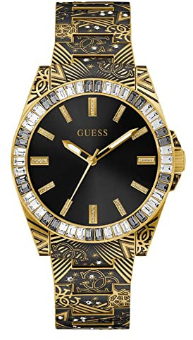 Guess US tryckt guldton analog klocka med guldton, guldton, Modern