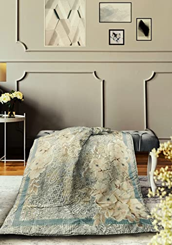 Laura Biagiotti Caldo Plaid in Micropile 130x160 - Coperta Invernale in morbido Pile - Stampa Digitale Rivinia Damascato Grigio