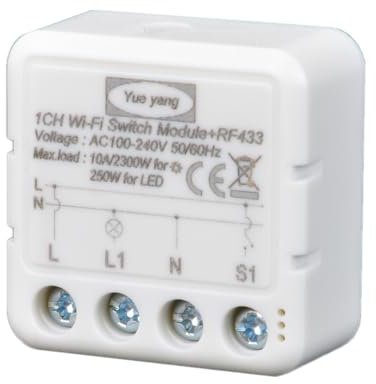 Interruttore Relè WiFi Module, APP Controllo, Mini smart Della Luce Intelligente Compatibile con Alexa e Google Home, Interruttore Luce WiFi Adatto per Lampade e Apparecchi Elettrici 10A/2300w