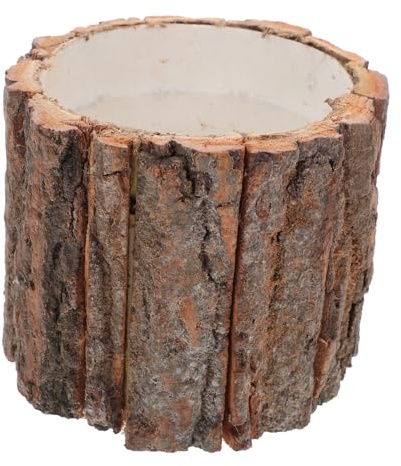 Tree Stump Planter Artificial Plants Wood Vase Natural Wood Flower Pot Rustic Bark Planter Farmhouse Decoration