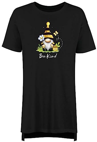Shopagift Bee Kind Women's Nightie Garden Gonk Gnome Bumblebee Night Shirt Black