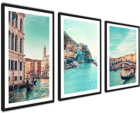ag.art deco 3-pack Tavlor 50x70cm Oinramad Väggdekoration Modern Design