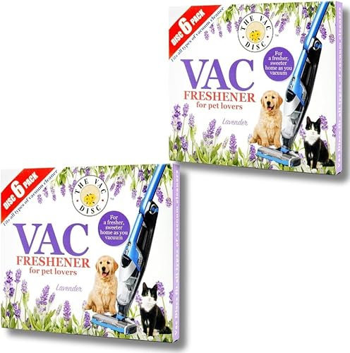 EXTRA STRENGTH VACUUM FRESHENERS Pet Friendly Vacuum Cleaner Air Freshener Discs for Home Office Scent Discs Carpet Vacuum Deodorizer Summer Spring Meadow (2x LAVENDER PET LOVER)