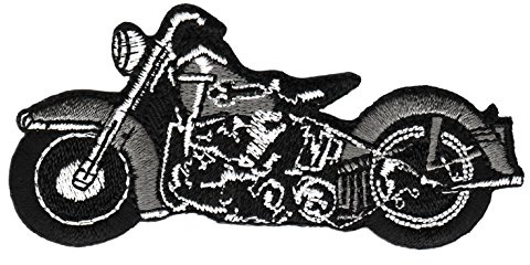 Bobber Grau Motorrad Aufnäher zum aufbügeln oder aufnähen Bügelbild Aufbügler für Kleidung gestickter Bügelflicken Applikation Patch Größe 9 x 4,5 cm