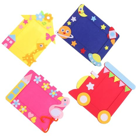 Cabilock 4pezzi Cornice per Foto Forma di Cartone Animato di Cornici per Foto Colorate Fai da Te Realizzate in Materiale Non Resistente e Durevole per Attività di Gioco in Stili multipli