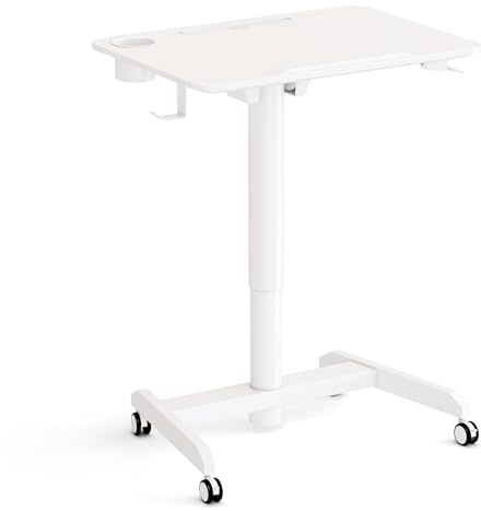 Worktrainer - FlipDesk Schreibtisch - Druckfeder Bedienung - Höhe 68.6-107.2 cm - Breite 50 x 70 cm - Mobile Höhenverstellbarer Arbeitstisch - Weiß