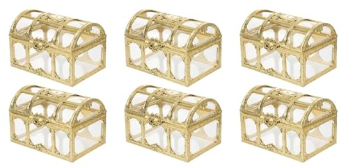 BESTonZON 6Er Set Transparente Piratenschatztruhe Aufbewahrungsboxen Für Kinder Schmuckschatulle Vintage Stil Kleine Schatzkiste Ideal Für Geschenke Und Dekoration
