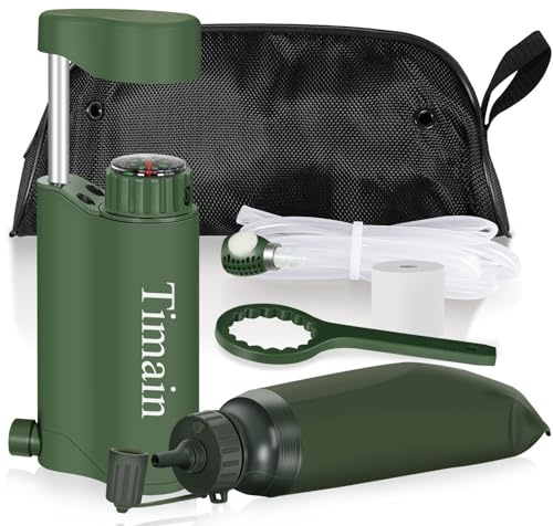 Timain Outdoor Portable Water Filter Pump,Water Filtration Systems,Perfect for Travel,Camping, Hiking,Fishing,Hunting,Emergency Preparedness (4500, Liters)