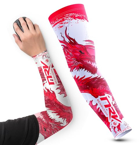 NRV Manchette de Compression Gaming - Edition Dragon - Améliorez Votre Performance eSport (Rouge, 3XL)