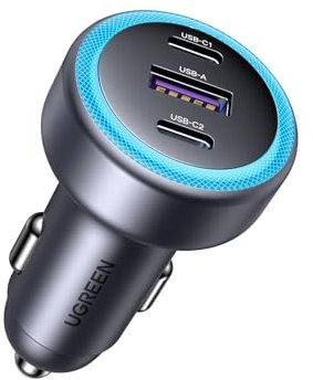 UGREEN 3-Ports Zigarettenanzünder USB C PD30W Auto Ladegerät Adapter 12V KFZ Ladegerät USB C Auto zubehör kompatibel mit iPhone 17/17 Pro/17 Pro Max/17 Air/16-12 Serie, ipad, Galaxy S25/S24 GPS