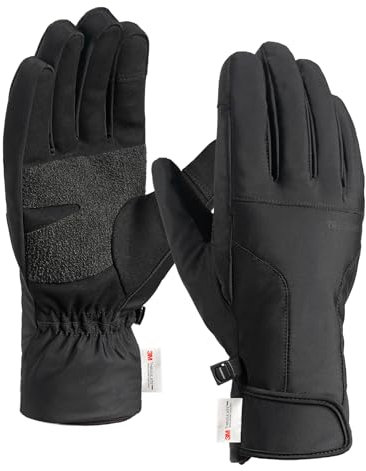 TRENDOUX wasserdichte Handschuhe Herren Damen, Dicke Thermo Skihandschuhe, Winddichte Schneehandschuhe mit Touchscreen-Funktion, Verschleißfeste Arbeitshandschuhe Für Kaltes Wetter - Schwarz XL
