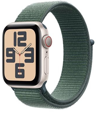 Apple Watch SE (2ª gen.) GPS + Cellular 40 mm Smartwatch con cassa in alluminio Galassia e cinturino Sport Loop Verde lago. Tracker per fitness e sonno, Rilevamento incidenti, Carbon Neutral