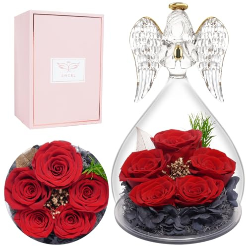 Miofula Rosa Stabilizzata Angelo Festa della Mamma Idee Regalo Mamma Nonna,Rose Stabilizzate Regalo Donna Compleanno,Rosa Eterna Regali Anniversario per Lei,Fiori Stabilizzati Regali Festa della Mamma