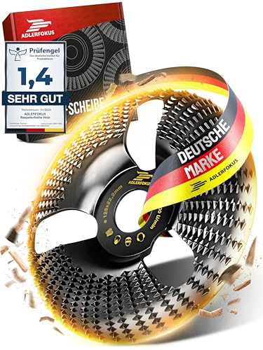 Adlerfokus Holz Schleifscheibe 125mm Winkelschleifer [EXTRA SCHARF] | Flexscheibe für Holz - Wurzelfräse - Lackfräse - Baumstumpffräse - Raspelscheibe - Schleifen mit einer Flex Schleifscheibe