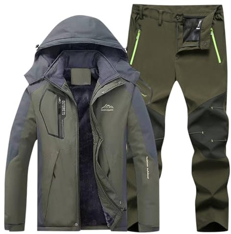 Generisch Skijacke Herren 52, Thermoanzug Herren Angeln Winter Schneeanzug mit Kapuzen Tracksuit Warme Skibekleidung Jacke und Hosen Skijacke Wasserdicht Skianzug Winddicht Schneemantel