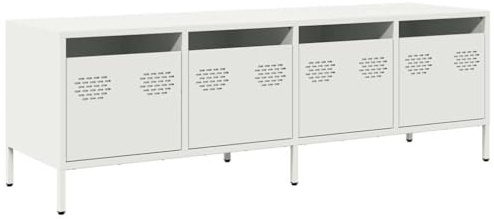 vidaXL Mueble para TV Acero Laminado en frío Blanco 135x39x43,5 cm, Soporte de TV, aparador de TV, Mueble bajo, Banco de TV, Mueble de Metal