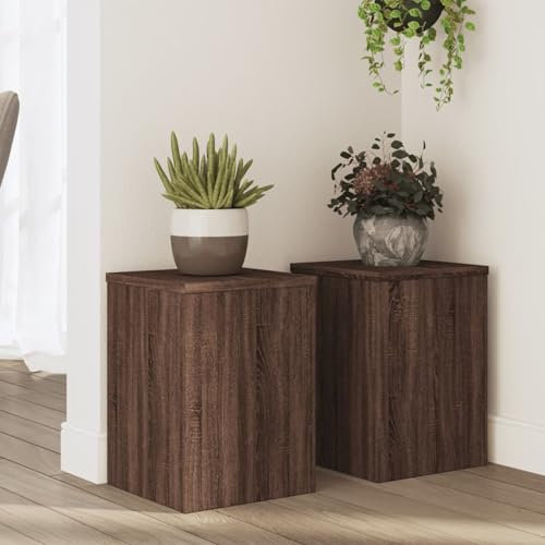 Xichuzi Pflanzenständer 2 STK. Braun Eiche 25x25x35 cm Holzwerkstoff, Pflanzentreppe Outdoor, Kräutertreppe, Blumenständer, Blumenleiter Draußen, Kräutertopf Garten - 852912