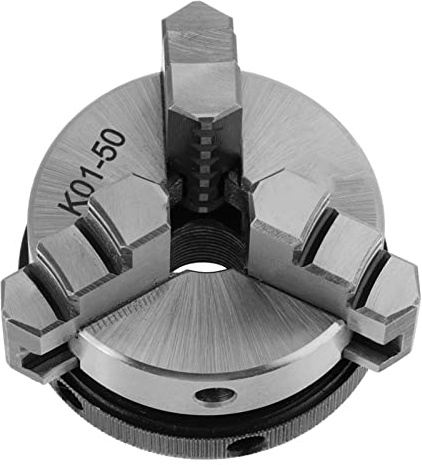 Portabrocas de torno, mini portabrocas de madera manual de desplazamiento de 50 mm con 3 mordazas y rosca de montaje, utilizado para máquinas herramienta en el procesamiento de