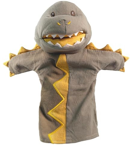 Handpuppe Plüschpuppe aus Stoff Handpuppen 29 cm in dezenten Erdtönen für Kinder für Puppen- und Kasperletheater Spielzeug (Drache Kaida)