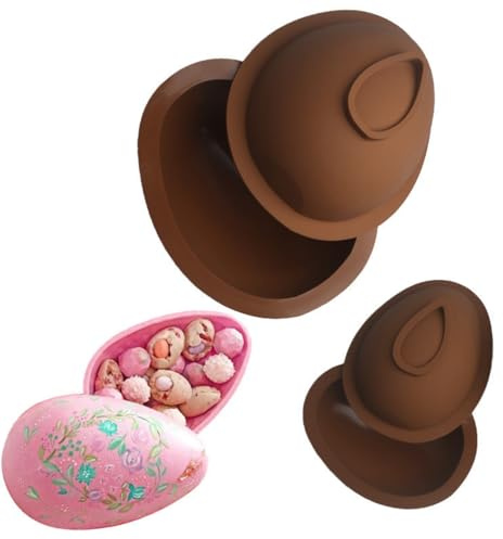 2 Pcs Set - 4 Inch / 6 Inch Easter Egg Moulds Silicone Large 3D Breakable Giant Chocolate Egg Mould for Easter Day Decorations Party Supplies, Candy, Cake, Dessert Baking (6-Inch)
