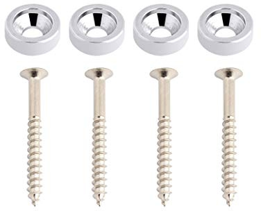 Rubatone Gitarrenhals-Gelenkbuchsen, Gitarrenhals-Gelenkhülsen, Schrauben für E-Gitarre oder Bassgitarre, Zubehör, 4 Stück, mit Schrauben, Chrom.