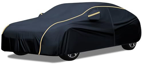Generisch Wasserdicht Atmungsaktiv Abdeckplane für VW Golf 8,Autoabdeckung Outdoor Kratzfest Allwetter-Auto-Windschutzscheiben-Haube Autogarage Abdeckung Atmungsaktiv Uv Beständig(Black)