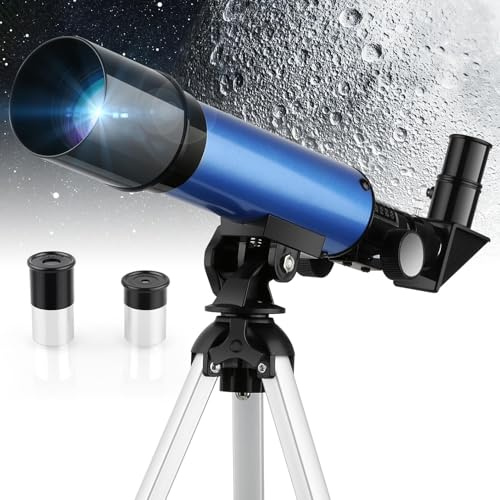 Teleskop 50/360 mm mit 2 Okularen und leichtem Stativ für Kinder, kann Mond und Nachthimmel beobachten, für junge Astronomen