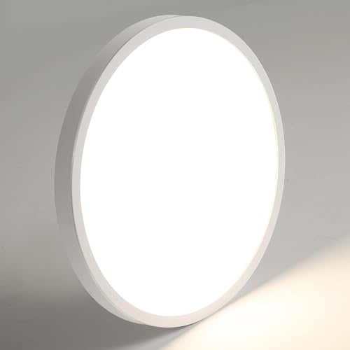 AIRUI Rond LED Plafond Contemporain Super Mince Lampadaire Blanc Monture à Chasse d'eau éclairage Au Plafond pour Salle De Bain Couloir Entrée Hall(40cm/15.8in,Warm White, 3000K)
