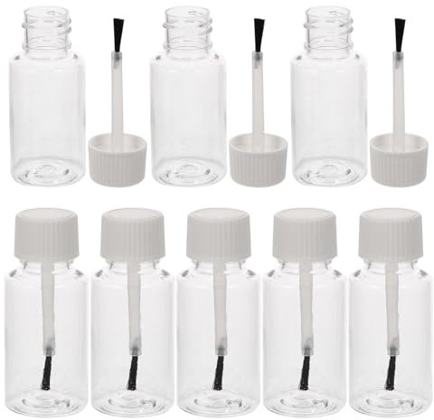 SAFIGLE Lot De 8 Bouteilles De Vernis à Ongles Vides 20ml Transparentes Avec Pinceau Blanc, Compactes Et Hermétiques, Pour Manucure Et Voyage