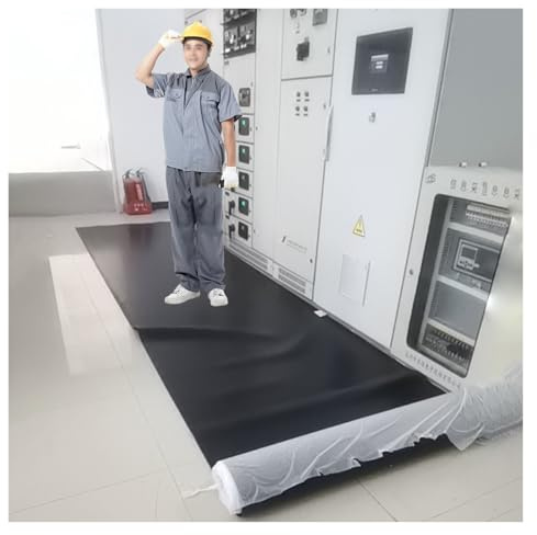 alfombra de goma Tapetes De Seguridad Aislantes De Caucho De Gran Tamaño, Antielectrocución Alto Voltaje Tapetes Aislantes Para Piso De Trabajo, Almohadilla De Caucho Aislante Eléctrico(0.9mx3mm)