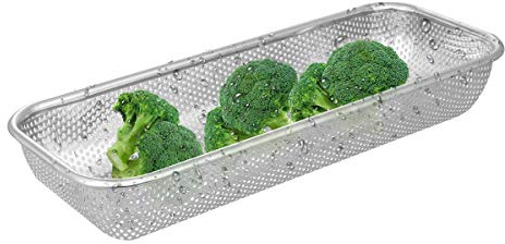 VALICLUD Stainless Steel Drain Basket Kitchen Basket for Sink Use Rice Sieve Fruit and Vegetable Holder Multi-Purpose Storage for Home Kitchen 12.20 X 4.72 X 2.17 in 1 Pack