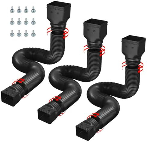 3 Pack black Rain Gutter Downspout Extensions Flexible,Drain Downspout Extender Connector 20-68.8，Thickened Down spout Drain Extension for Rainwater Drainage